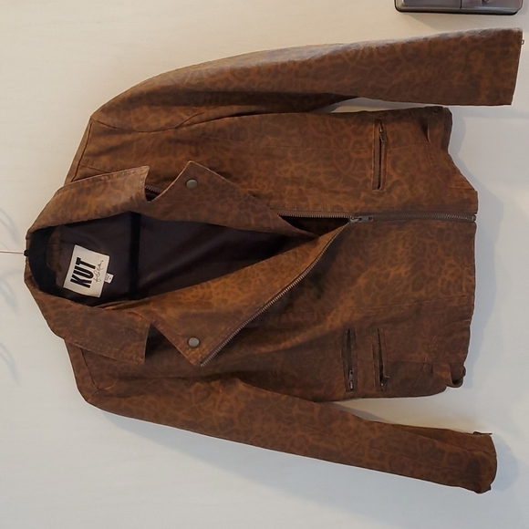 Kut from the Kloth Leopard Print Moto Jacket M - Picture 6 of 7